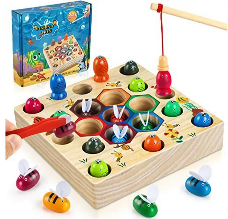 Spielset aus Holz mit Fischen und magnetischer Angel